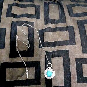 Sterling silver necklace chocker with heart-shaped turquoise stone